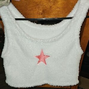 Romwe Womens Cropped Tank Top Sz Small. White And Pink